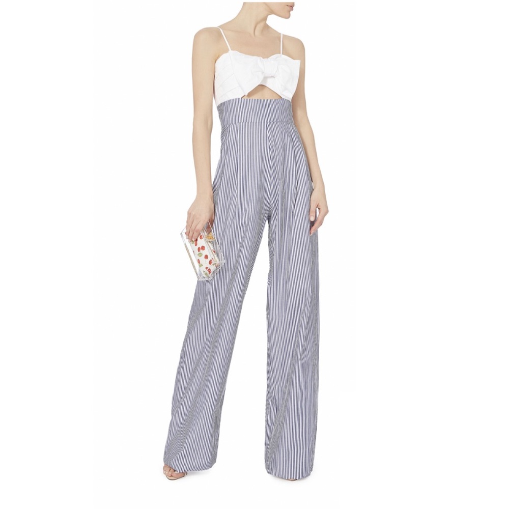 INTERMIX PETERSYN Bow Detail Striped Jumpsuit